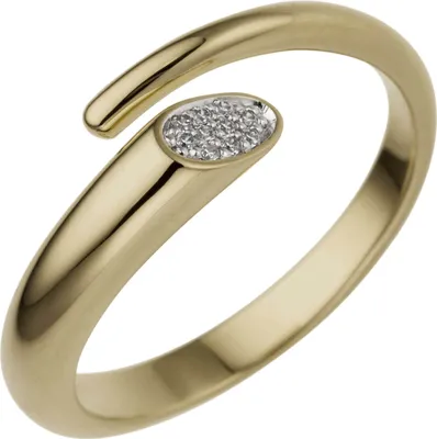 Produktbild von Offener Ring aus 585 Gold Gelbgold mit 10 Diamanten Brillanten Fingerring Damen Innenumfang 54mm  Ø17.2mm
