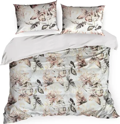 Image de Parure de lit ARINA 140x200 cm microfibre avec motif de feuilles