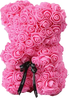Produktbild von 25 cm romantische falsche Rosenblumenschaumbär Doll Valentinstag Geburtstag Weihnachtsgeschenk-Rosa