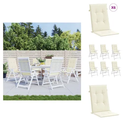 Immagine prodotto di vidaXL Cuscini per sedie da giardino con schienale alto 6 pz. Tessuto crema 120x50x3cm - cuscino seduta