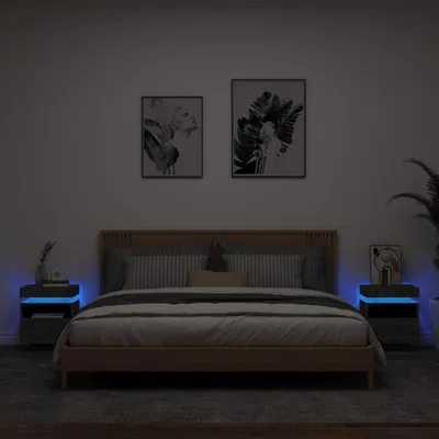 Immagine prodotto di vidaXL Comodini con luci a LED, set da 2 pezzi, grigio Sonoma, 40x39x48,5 cm
