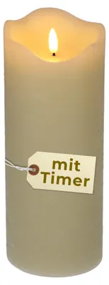 Produktbild von LED Kerze mit Timerfunktion Echtwachs LED Kerzen Elektrische Kerze flackernd Echtwachskerzen mit Batterie bewegliche Flamme große Kerzen Outdoor mit Timer Weiß 10 x 20 cm