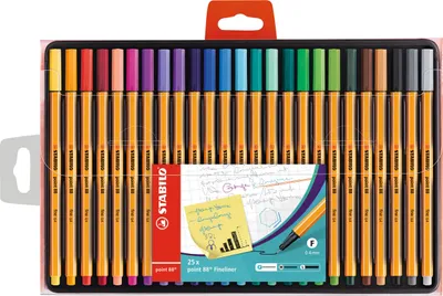 Image de Fineliner - STABILO point 88 - Pack de 25 - avec 25 couleurs différentes