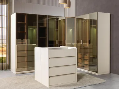 Produktbild von Begehbarer Kleiderschrank Eckschrank Module mit Insel modern Schlafzimmer