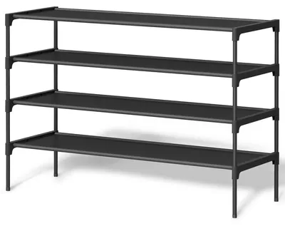 Image de SONGMICS Étagère à chaussures, 4 niveaux, structure en métal, 91,8 x 29,7 x 70,5 cm – Dimensions : 4 niveaux (91,8 cm de largeur)