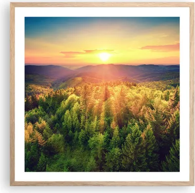 Produktbild von Gerahmtes Poster - Rahmen in heller Eiche - Berge Natur - 60x60 cm - Wand Bild - Wanddeko - Wandbilder - Kunstposter - Wandposter - Bilderrahmen - Bilder - Kunstdruck - Wandbild - P2NAC60x60-3697