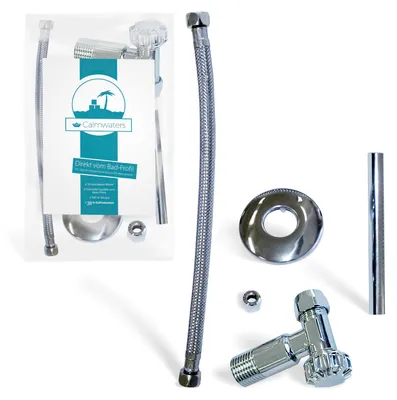 Produktbild von Calmwaters® Anschluss-Set für Spülkasten, Komplettset für rückseitigen Anschluss von Spülkästen, Wasserzulauf von hinten, Wandanschluss 1/2, Schlauchanschluss 3/8, Metall, Chrom, 30LC3185