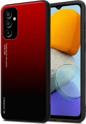 Produktbild von Cadorabo Hülle für Samsung Galaxy M23 5G in ROT - SCHWARZ Zweifarbige Schutzhülle aus Tempered Glas und TPU Silikon Back Case Cover Etui Handy Hülle