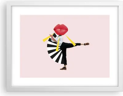 Produktbild von Gerahmtes Poster - Weißer Rahmen - Grafik Mund Mann - 40x30 cm - Wand Bild - Wanddeko - Wandbilder - Kunstposter - Wandposter - Bilderrahmen - Bilder - Kunstdruck - Wanddekoration - P2WAA40x30-4559