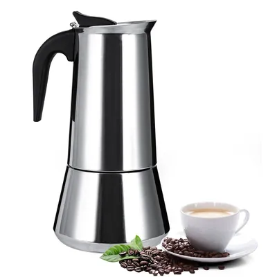 Mokkakanne aus Edelstahl, Kaffeemaschine, Perkolator, 12 Tassen, 600 ml, tragbare Kaffeemaschine für große Familien, Home Office, Camping