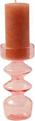 Image de WinQ Joyeux bougeoirs ronds en verre rose pâle - 7x15,5cm- Bougeoir en verre pour 1 bougie