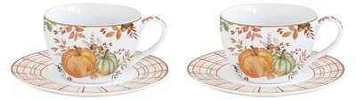 Produktbild von 2er Set Espressotassen HARVEST Herbst 100ml weiß orange Porzellan Easy Life