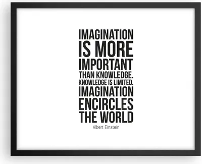 Produktbild von Gerahmtes Poster - Schwarzer Rahmen - Einstein Maxim Imagination - 50x40 cm - Wand Bild - Wanddeko - Wandbilder - Wandposter - Bilderrahmen - Bilder - Kunstdruck - Wandbild - P2BAA50x40-4178