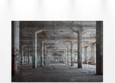 Produktbild von Leinwandbild Lagerhalle Grau 90x60 DD120274 Keilrahmenbild Wandbild Modern