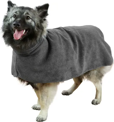 Produktbild von Hundebademantel / Haustiermantel, grau, Rückenlänge ca. 50 cm, Gr. M, Mikrofaser