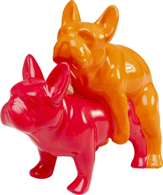 Produktbild von Dekorative Hundestatuen in Orange und Rosa