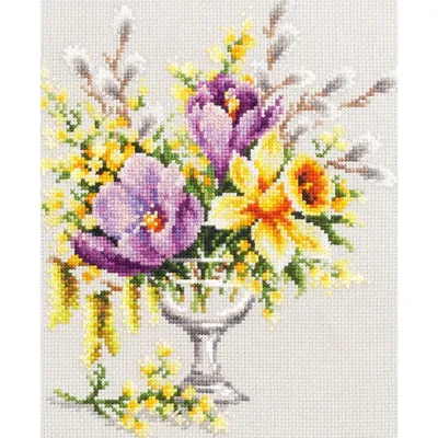 Produktbild von Magic Needle Zweigart Edition Kreuzstichset "Frühlingsstrauß", Zählmuster, 20x23cm