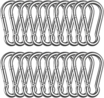 Produktbild von 12 Karabinerhaken – große Metallkarabiner – vielseitig einsetzbar für Camping und Outdoor-Aktivitäten
