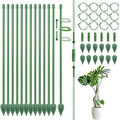 Obrázek produktu pro Podpěry pro rostliny, výškově nastavitelné, 33/66/99 cm, 12 kusů, s robustní základnou, vhodné pro použití v interiéru i exteriéru