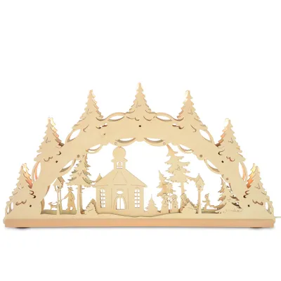 Produktbild von Original Erzgebirge Holz Lichterbogen "Seiffener Kirche" 55 cm | 13002 - Schwibbogen