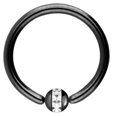 Produktbild von Intim-Piercing, Septum Piercing Chirurgenstahl Klemmkugelring EPOXY-RING-KUGEL Schwarz Innendurchmesser: 10mm | Kugelgröße: 3mm