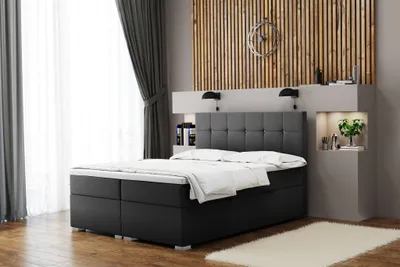 Produktbild von Boxspringbett Schlafzimmerbett ABELT 160x220cm in Stoff Matt Velvet Anthrazit