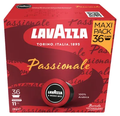 Obrázek produktu pro Lavazza Passionale, Kávová kapsle, Káva, Tmavě pražená, A Modo Mio, 36 hrnků, 11/13