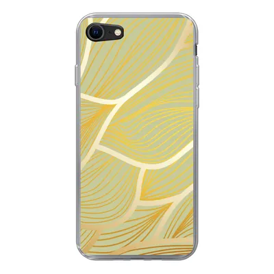 Produktbild von MuchoWow® Handyhülle Schutzhülle Hülle für iPhone SE 2022 Goldene Wellen auf grünem Hintergrund Silikon Softcase Handy Hülle - Schutzhülle