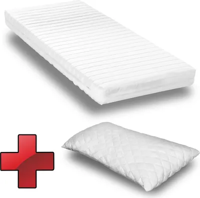 Produktbild von Kaltschaummatratze K16 90 x 190 cm, Höhe 16 cm, Härtegrad H2/H3 + CloudComfort Basic Gel-Flocken Kissen 40 x 80 cm gratis