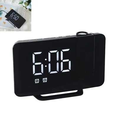 Produktbild von Projektionswecker Radiowecker mit USB-Anschluss Wecker Digital mit Projektion Dual-Alarm 12 / 24H LED-Anzeige 180° Projektor