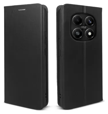 Produktbild von Handyhülle für Xiaomi Redmi Note 15 / 15 5G Echtleder Flip Cover Hülle Case Kartenfach RFID Schutz Farbe: Schwarz