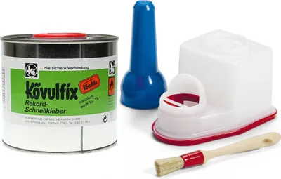 Produktbild von Kövulfix Rekord Schuhmacherkleber 300g Dose mit Sparbehälter & Auftragspinsel