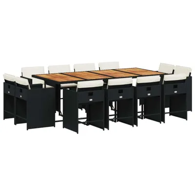 Productafbeelding van vidaXL 13-delige tuinset met kussens, zwart, van polyrotan