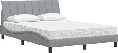 Produktbild von vidaXL Bett mit Matratze "Hanko" Hellgrau 140x190 cm Stoff