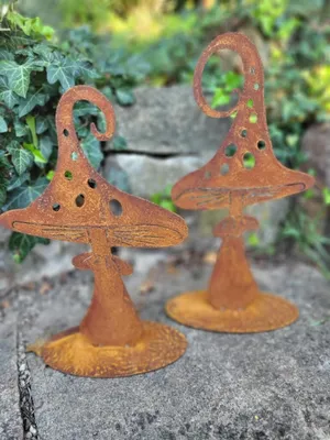 Productafbeelding van Edelrost paddenstoelen, set van 2, voor decoratie - hoogte: 24 cm
