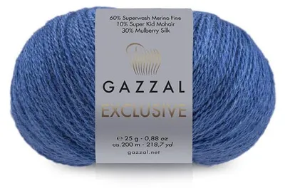 Obrázek produktu pro Gazzal Exclusive 9937 Modrá krajková příze merino/hedvábí/mohér 25 g, 200 m