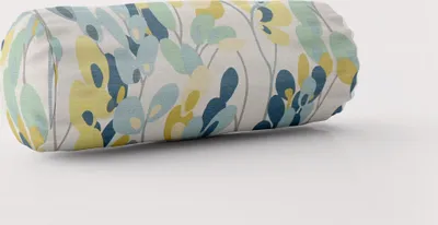 Produktbild von SCHÖNER LEBEN. Kissenhülle Zweige Blätter weiß grün blau Größe 15x40cm (ØxB) Nackenrolle 15x40cm (ØxB) Nackenrolle Größe