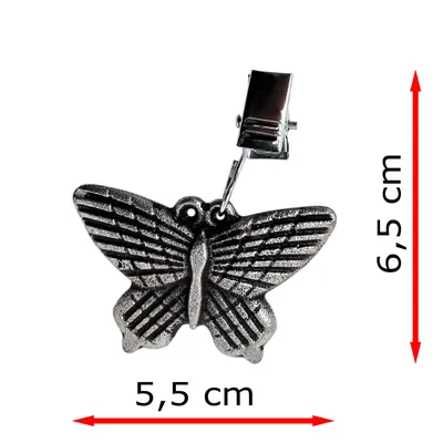 Produktbild von ToCi 8er Set Tischtuchbeschwerer Tischtuchbommeln Tischtuchgewichte Tischtuchhalter Schmetterling, Silber, 6,5 x 5,5 cm