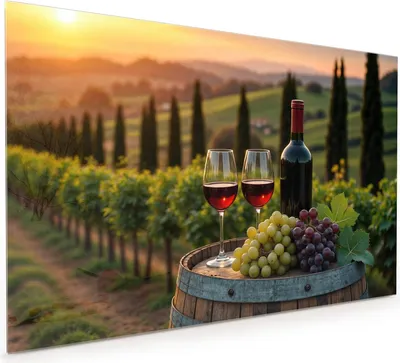 Produktbild von Küchenrückwand Spritzschutz Glas mit Motiv Weinlandschaft 40 x 40 cm