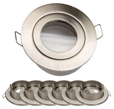 Produktbild von 6x Einbaurahmen MR16 SET Satin-Nickel 832-SN Ø60 mm IP44