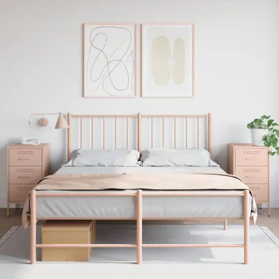 Image de vidaXL Tables de nuit 2 pcs. Rose 36x39x68 cm Acier