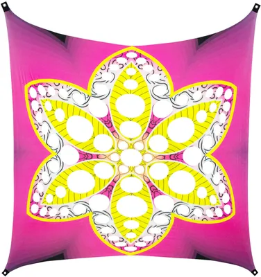 Produktbild von PSYWORK Schwarzlicht Segel Elasthan Goa "Psychedelic Flower Yellow", 3x3m