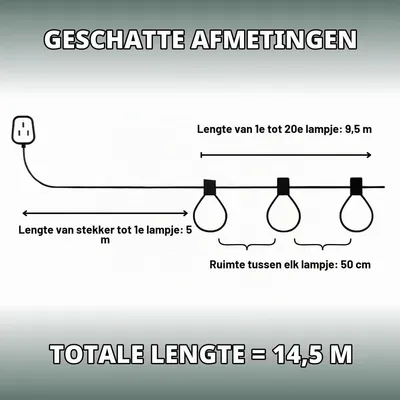 Image de Guirlande lumineuse extérieure - 14,5 m - 20 lampes - Blanc chaud - Extensible jusqu'à 60 lampes