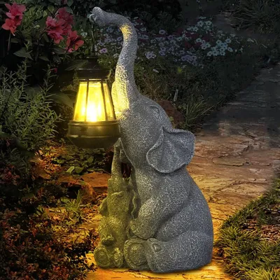 Produktbild von Elefanten Deko mit Solar Laterne, 22 cm