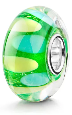 Produktbild von MATERIA by Matthias Wagner Glas Bead Punkte grün gelb blau Glasperle mit Silber Hülse für Armbänder / Ketten 1302