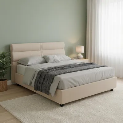 Image de Brienno - Lit Double, Taupe, Déhoussable Italy