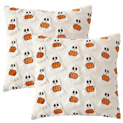 Imagen del producto de Fundas de cojín con diseño de fantasmas, 45 x 45 cm, 2 unidades, para decoración de Halloween