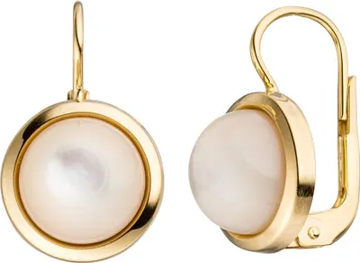 Produktbild von Ohrringe Boutons Ohrhänger mit Perlmutt Halbkugel 333 Gold Gelbgold Damen