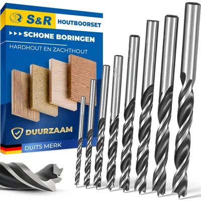 Obrázek produktu pro Sada vrtáků do dřeva 3–10 mm – Profesionální sada vrtáků do dřeva / spirálových vrtáků