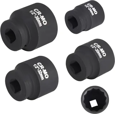 Produktbild von Steckschlüsselsatz 4-teilig 1/2 Zoll, 24 mm 30 mm 32 mm 36 mm, Chrom-Molybdän-Stahl, für Werkstatt